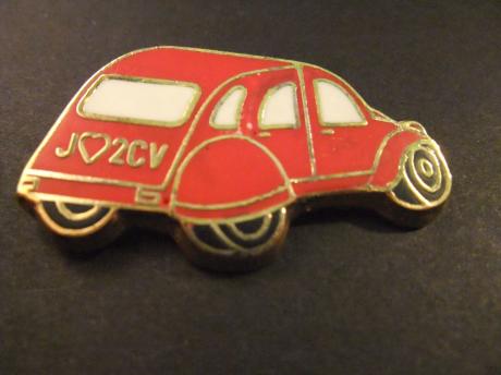 J Love 2CV ( Citroën 2CV lelijke Eend) rood